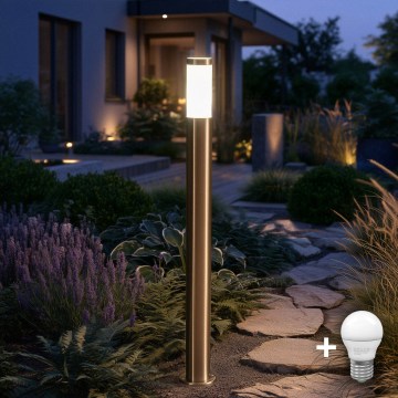 BRILAGI - LED-utomhuslampa ELIA 1xE27/7W/230V 4000K IP44 100 cm matt krom