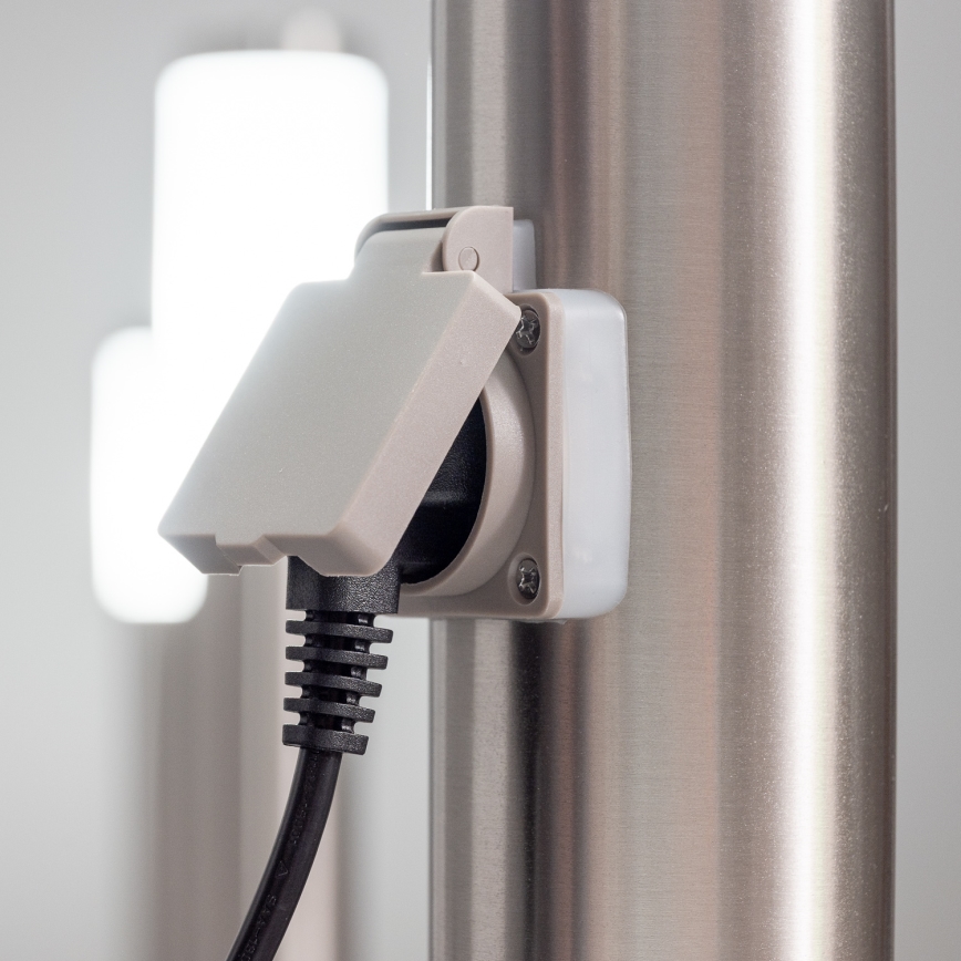BRILAGI - LED utomhuslampa med uttag ELIA 1xE27/7W/230V 4000K IP44 50 cm matt krom