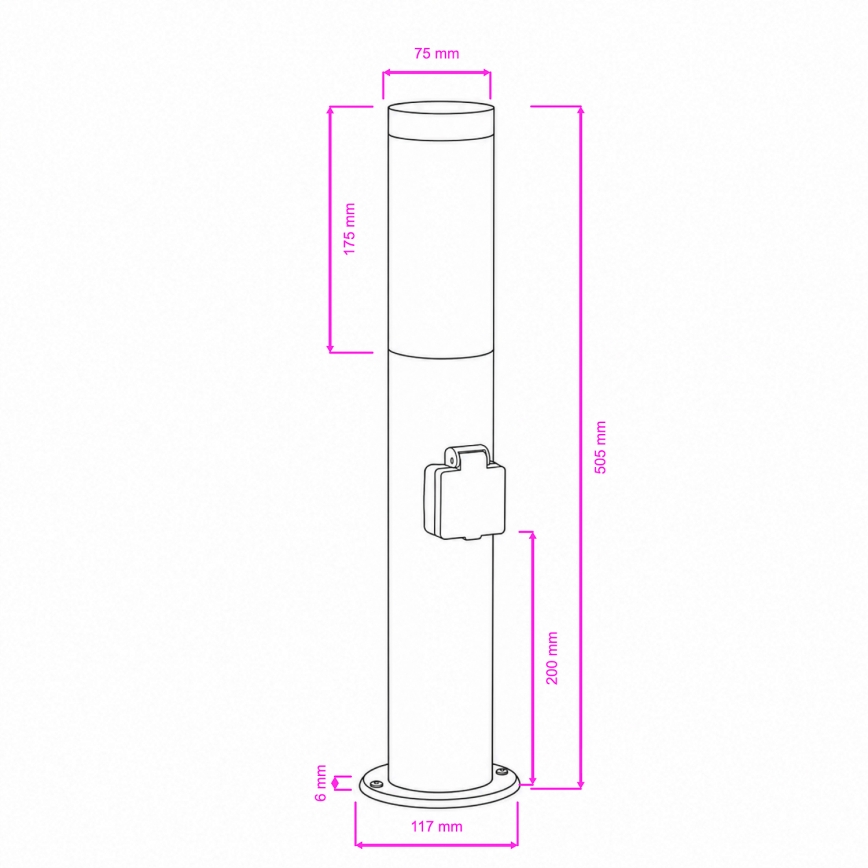 BRILAGI - LED utomhuslampa med uttag ELIA 1xE27/7W/230V 4000K IP44 50 cm matt krom