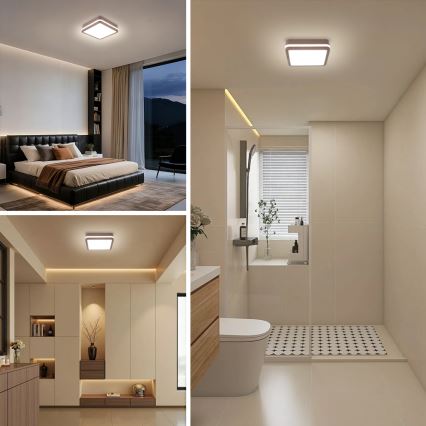 Brilagi - LED utomhustaklampa med rörelsesensor BENE LED/18W/230V 21,5x21,5 cm brun IP54