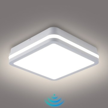Brilagi - LED utomhuslampa med sensor BENE LED/24W/230V 26x26 cm vit IP54