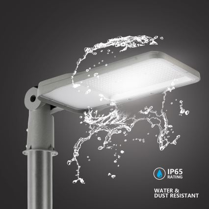 Brilagi - LED utomhus gatuarmatur med 3 m stolpe och vridbar arm URBANLIGHT LED/200W/230V grå IP65