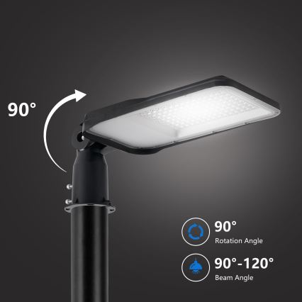 Brilagi - URBANLIGHT LED gatlykta för utomhus med 4 m stolpe och ledad arm, LED/100W/230V, svart, IP65
