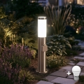 BRILAGI - LED utomhuslampa med uttag ELIA 1xE27/7W/230V 4000K IP44 50 cm matt krom