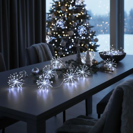 Brilagi - LED-utomhusslinga 150 LED, 5 m, IP44, kallvit med fyrverkeri-effekt