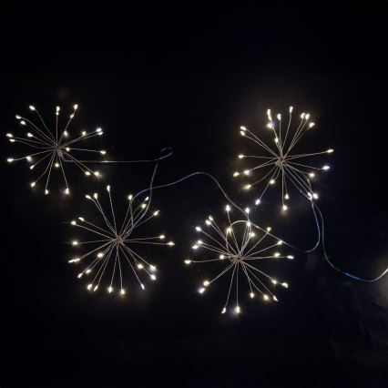 Brilagi - LED-utomhusslinga 150 LED, 5 m, IP44, kallvit med fyrverkeri-effekt