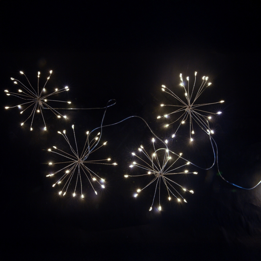 Brilagi - LED-utomhusslinga 150 LED, 5 m, IP44, kallvit med fyrverkeri-effekt