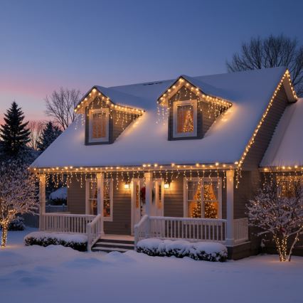 Brilagi - LED utomhusslinga 200 LED/8 funktioner 13 m IP44 varmvit istappar