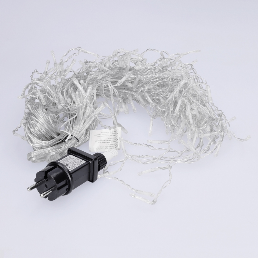 Brilagi - LED utomhusslinga 200 LED/8 funktioner 13m IP44 kallvit istappar