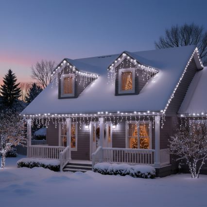 Brilagi - LED utomhus julslinga 200xLED/8 funktioner 13m IP44 kallvit istappar