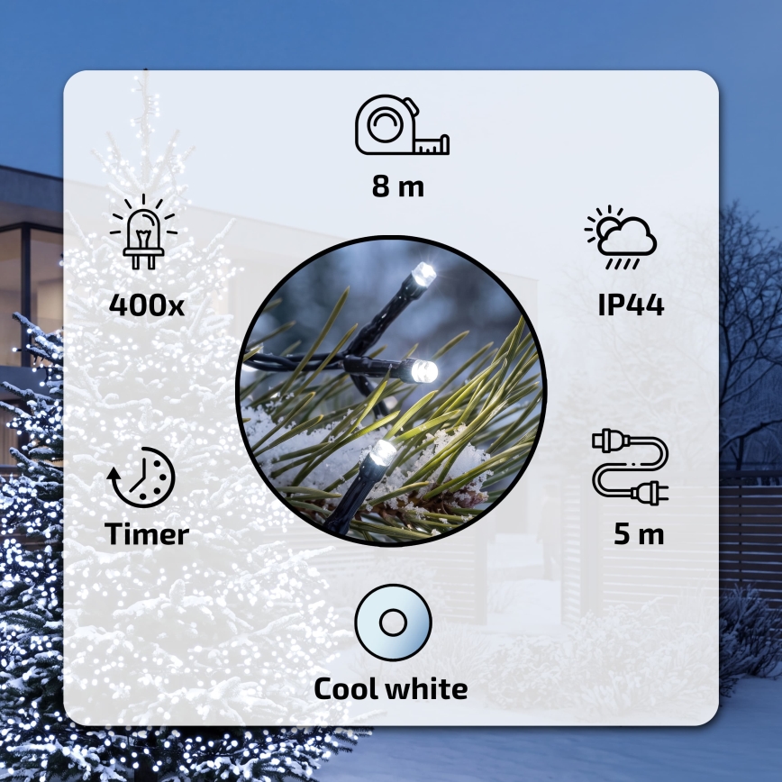BRILAGI - LED utomhusslinga för jul 400xLED 13m IP44 kallvit