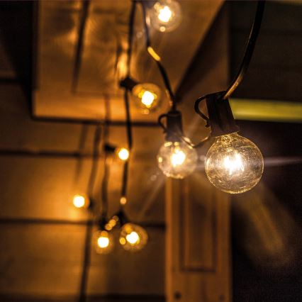 Brilagi - LED utomhus dekorationsslinga GIRLANDA 10xE12/0,6W/230V 8m svart IP44 varmvit