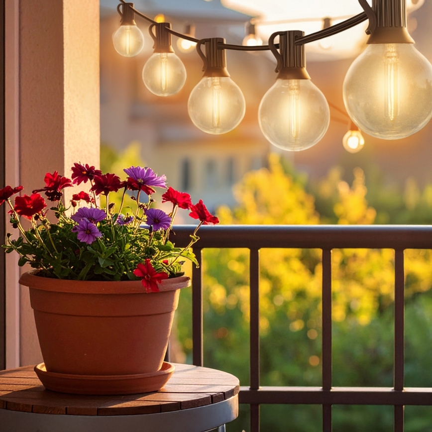 Brilagi - LED utomhusljusslinga GIRLANDA 18xE12/0,6W/230V 13m svart IP44 varmvit