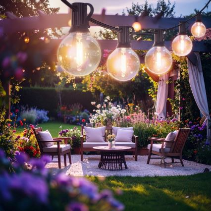 Brilagi - LED utomhusljusslinga GIRLANDA 18xE12/0,6W/230V 13m svart IP44 varmvit