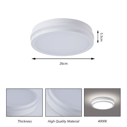 Brilagi - LED utomhustakarmatur BENE LED/24W/230V Ø 26 cm vit IP54