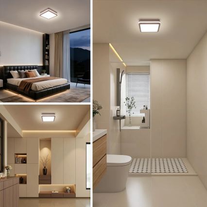Brilagi - LED-taklampa för utomhusbruk BENE LED/18W/230V 21,5x21,5 cm brun IP54
