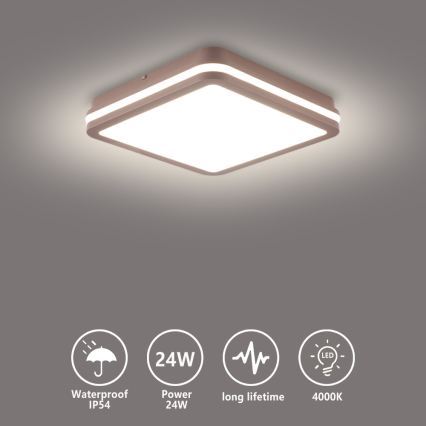Brilagi - LED utomhustaklampa BENE LED/24W/230V 26x26 cm brun IP54