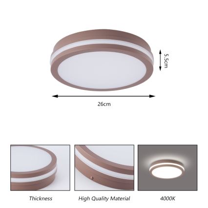 Brilagi - LED utomhustaklampa BENE LED/24W/230V Ø 26 cm brun IP54