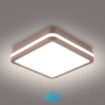 Brilagi - LED utomhustaklampa med rörelsesensor BENE LED/18W/230V 21,5x21,5 cm brun IP54