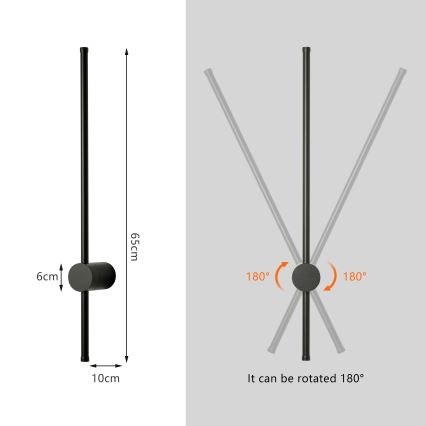 Brilagi - LED utomhusväggarmatur AURA LED/12W/230V 4000K IP54 65 cm svart CRI 90
