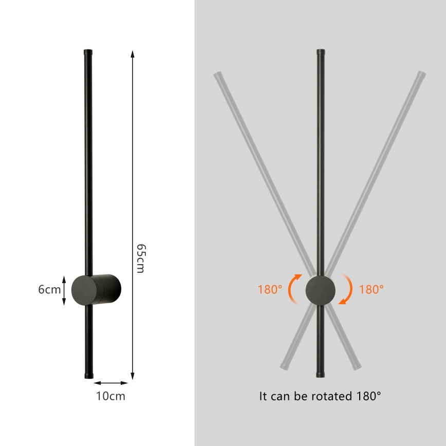 Brilagi - LED utomhusväggarmatur AURA LED/12W/230V 4000K IP54 65 cm svart CRI 90