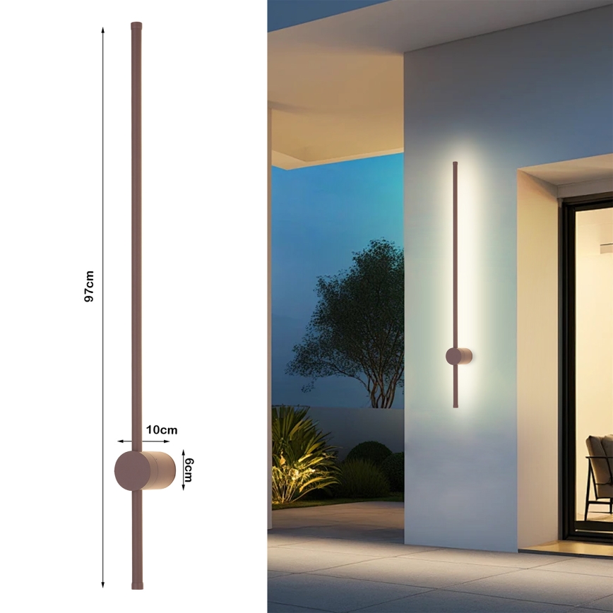 Brilagi - LED utomhus väggarmatur AURA LED/20W/230V 3000K IP54 97 cm brun CRI 90