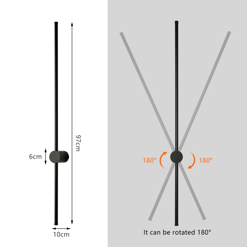 Brilagi - AURA LED utomhusväggarmatur 20W/230V 3000K IP54 97 cm svart CRI 90