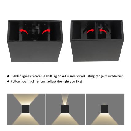 Brilagi - LED utomhusväggarmatur DOUBLERAY LED/4W/230V svart IP65