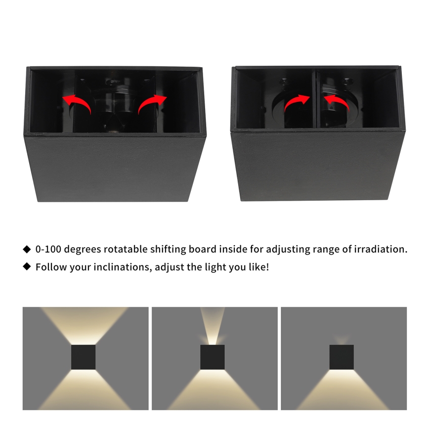 Brilagi - LED utomhusväggarmatur DOUBLERAY LED/4W/230V svart IP65