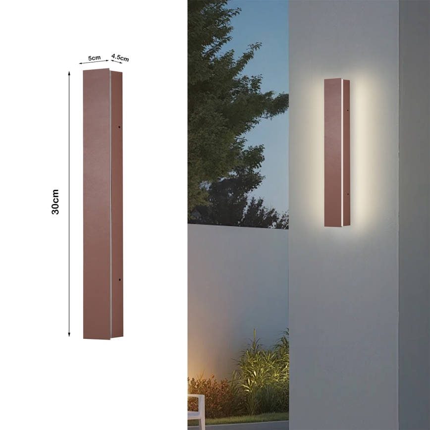 Brilagi - LED utomhusvägglampa LINEAR LED/8W/230V 3000K IP65 30 cm brun CRI 90