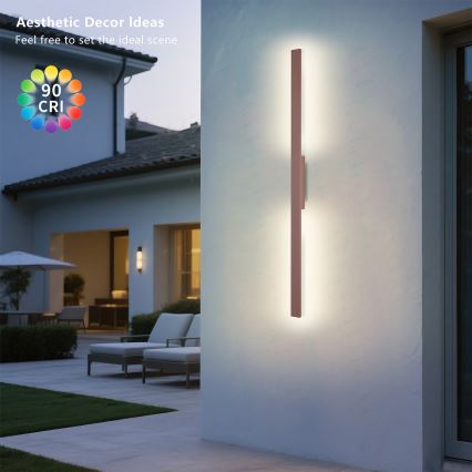 Brilagi - LED utomhusväggarmatur LUNA LED/24W/230V 3000K IP65 100 cm brun CRI 90
