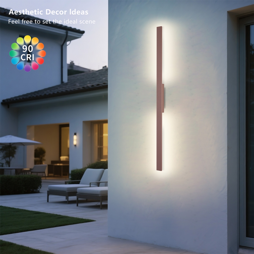 Brilagi - LED utomhusväggarmatur LUNA LED/24W/230V 3000K IP65 100 cm brun CRI 90