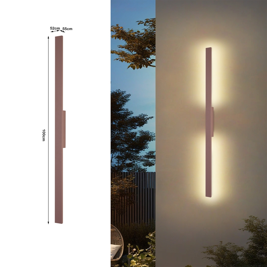 Brilagi - LED utomhusväggarmatur LUNA LED/24W/230V 3000K IP65 100 cm brun CRI 90