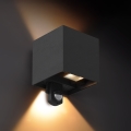 Brilagi - LED utomhusväggarmatur med rörelsesensor CUBE LED/6W/230V svart IP65