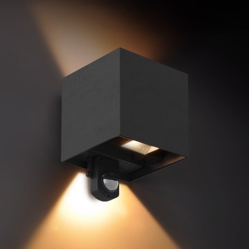 Brilagi - LED utomhusväggarmatur med rörelsesensor CUBE LED/6W/230V svart IP65