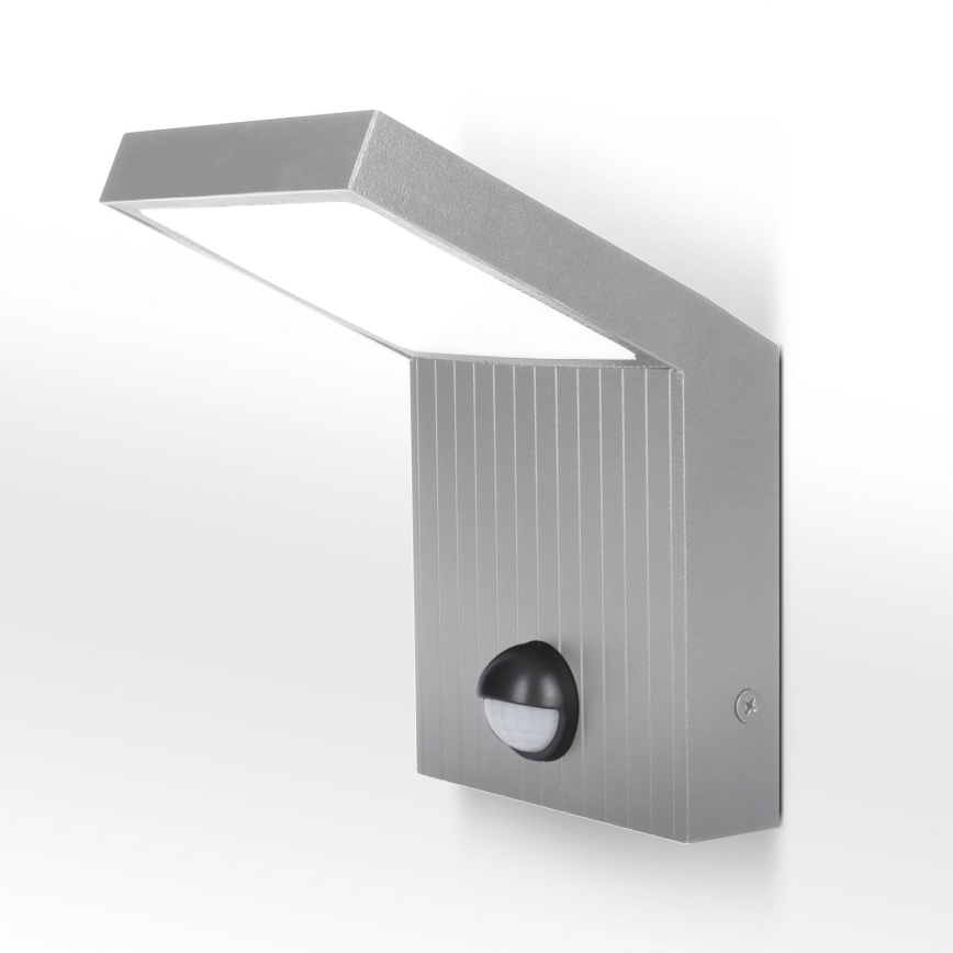 Brilagi - LED utomhusvägglampa med sensor RIANO LED/8W/230V silver IP65