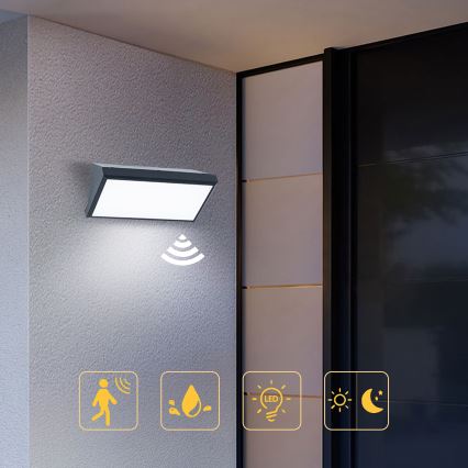 Brilagi - LED utomhusväggarmatur med sensor TRIANGLE LED/20W/230V antracit IP65