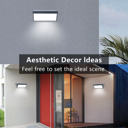 Brilagi - LED utomhusväggarmatur med sensor TRIANGLE LED/20W/230V antracit IP65