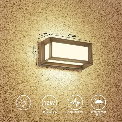 Brilagi - LED utomhusväggarmatur PARKER LED/12W/230V 3000/4500/6000K brun IP44