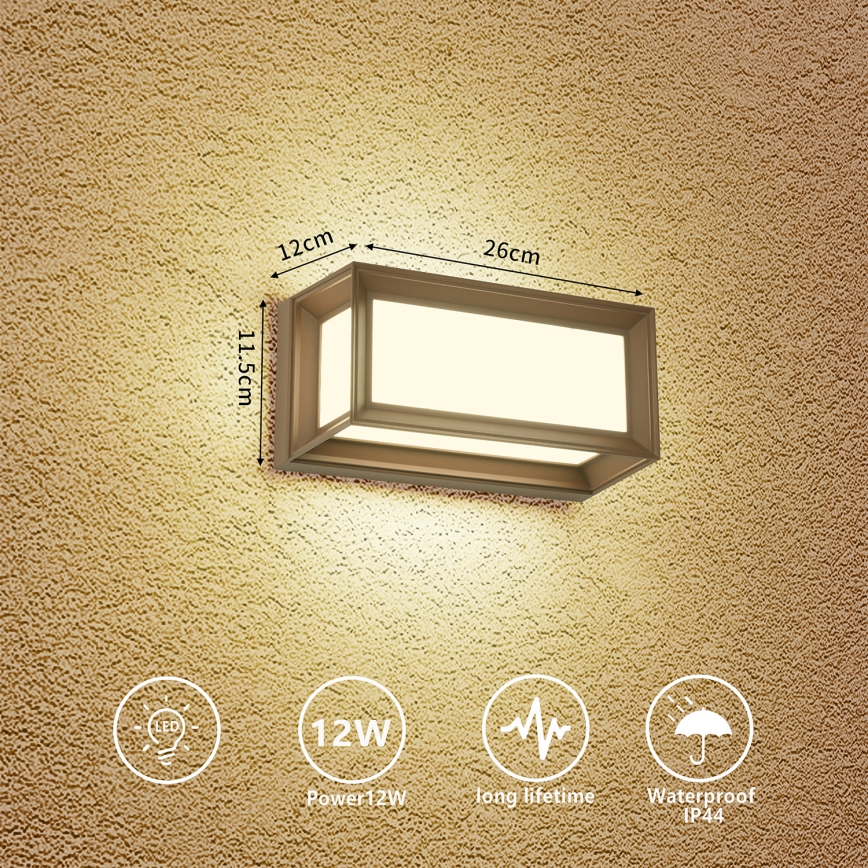Brilagi - LED utomhusväggarmatur PARKER LED/12W/230V 3000/4500/6000K brun IP44