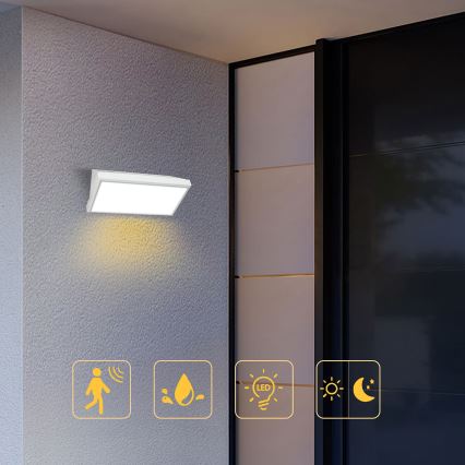 Brilagi - LED utomhusvägglampa med sensor TRIANGLE LED/20W/230V vit IP65