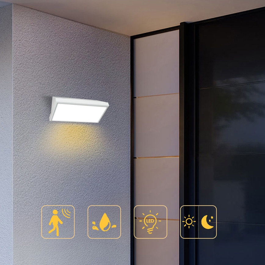 Brilagi - LED utomhusvägglampa med sensor TRIANGLE LED/20W/230V vit IP65