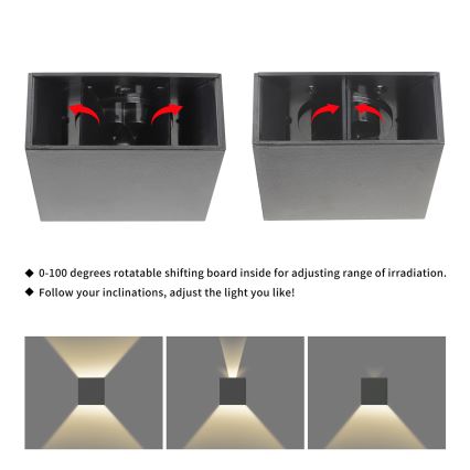 Brilagi - LED-utomhusvägglampa DOUBLERAY LED/4W/230V antracit IP65