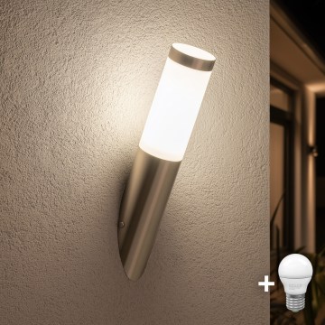 BRILAGI - LED-utomhusvägglampa ELIA 1xE27/7W/230V 4000K IP44 matt krom