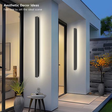 Brilagi - LED utomhusväggarmatur LINEAR LED/22W/230V 3000K IP65 100 cm svart CRI 90