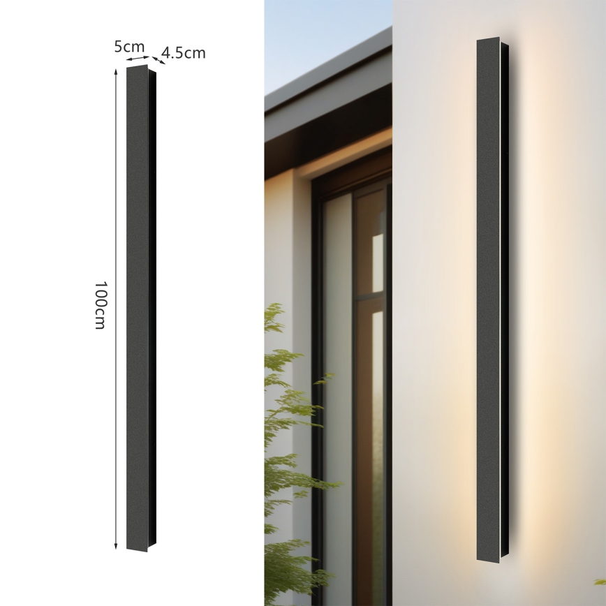 Brilagi - LED utomhusväggarmatur LINEAR LED/22W/230V 3000K IP65 100 cm svart CRI 90