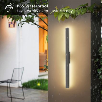 Brilagi - LUNA LED-utomhusväggarmatur, 24 W, 230 V, 4000 K, IP65, 100 cm, antracit, CRI 90