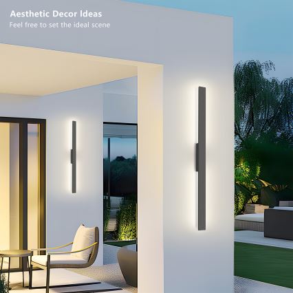 Brilagi - LUNA LED-utomhusväggarmatur, 24 W, 230 V, 4000 K, IP65, 100 cm, antracit, CRI 90