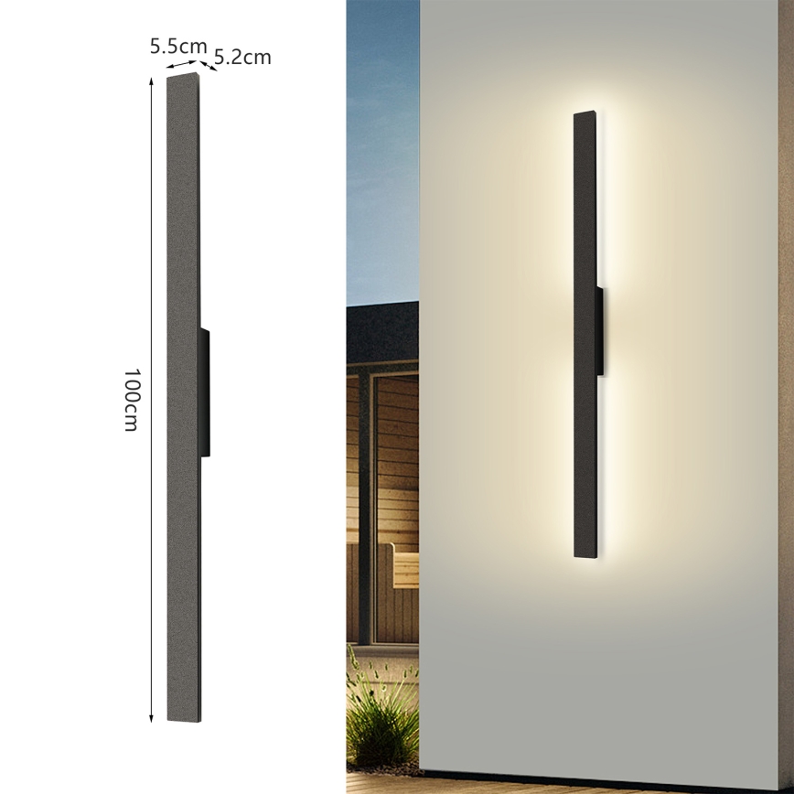 Brilagi - LED utomhusvägglampa LUNA 24W/230V 4000K IP65 100 cm svart CRI 90