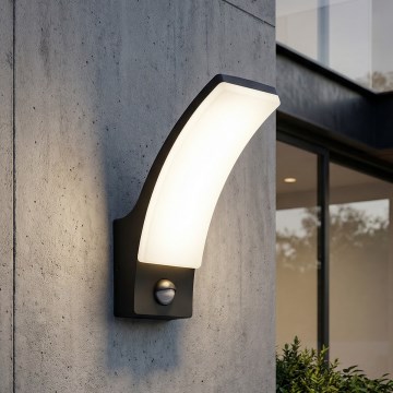 BRILAGI - LED utomhusvägglampa med rörelse- och skymningssensor ARCELO LED/12W/230V IP65 svart